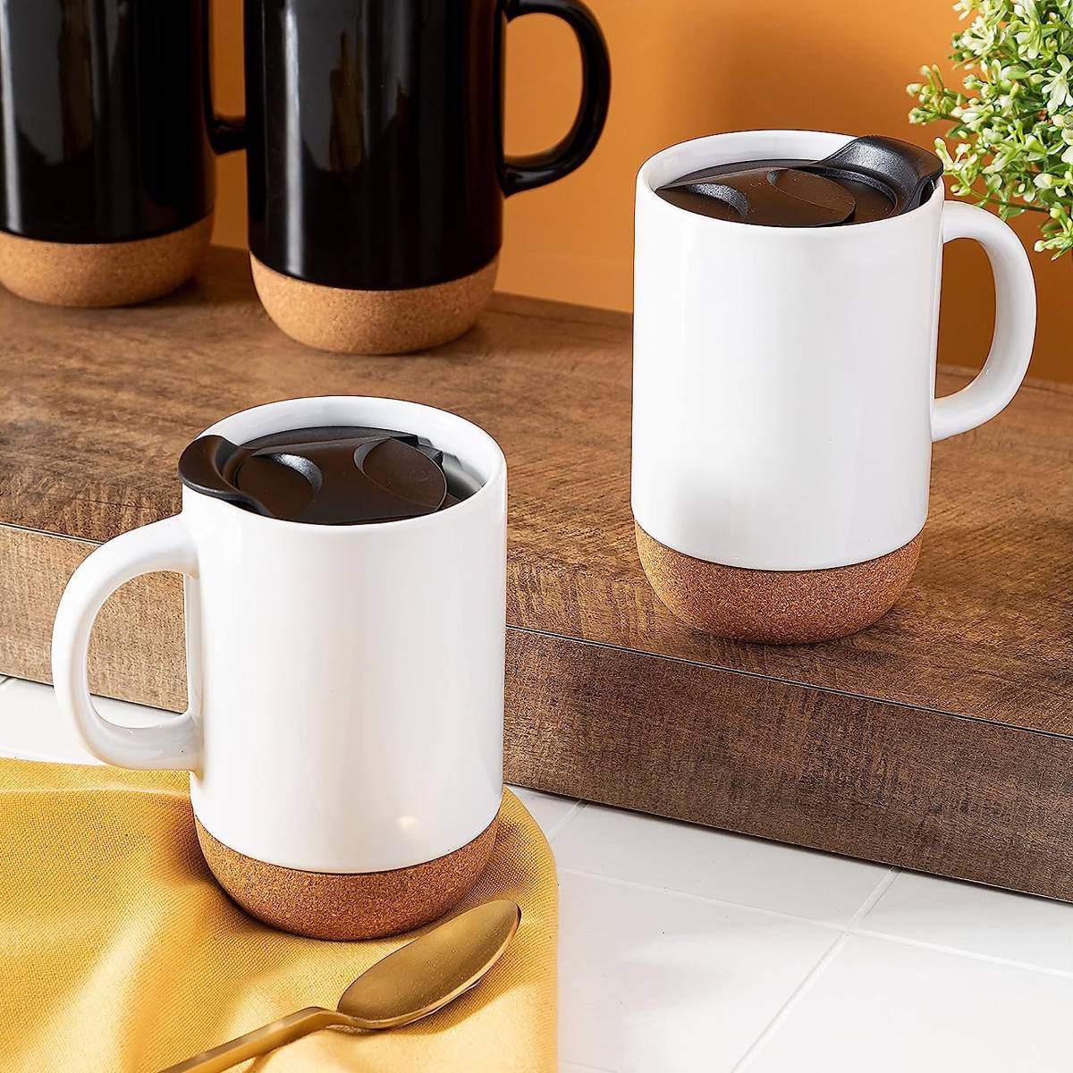 Gibson Home Modani Travel 16.5oz Mug with Lid and Cork Base - Assortment - Image 2
