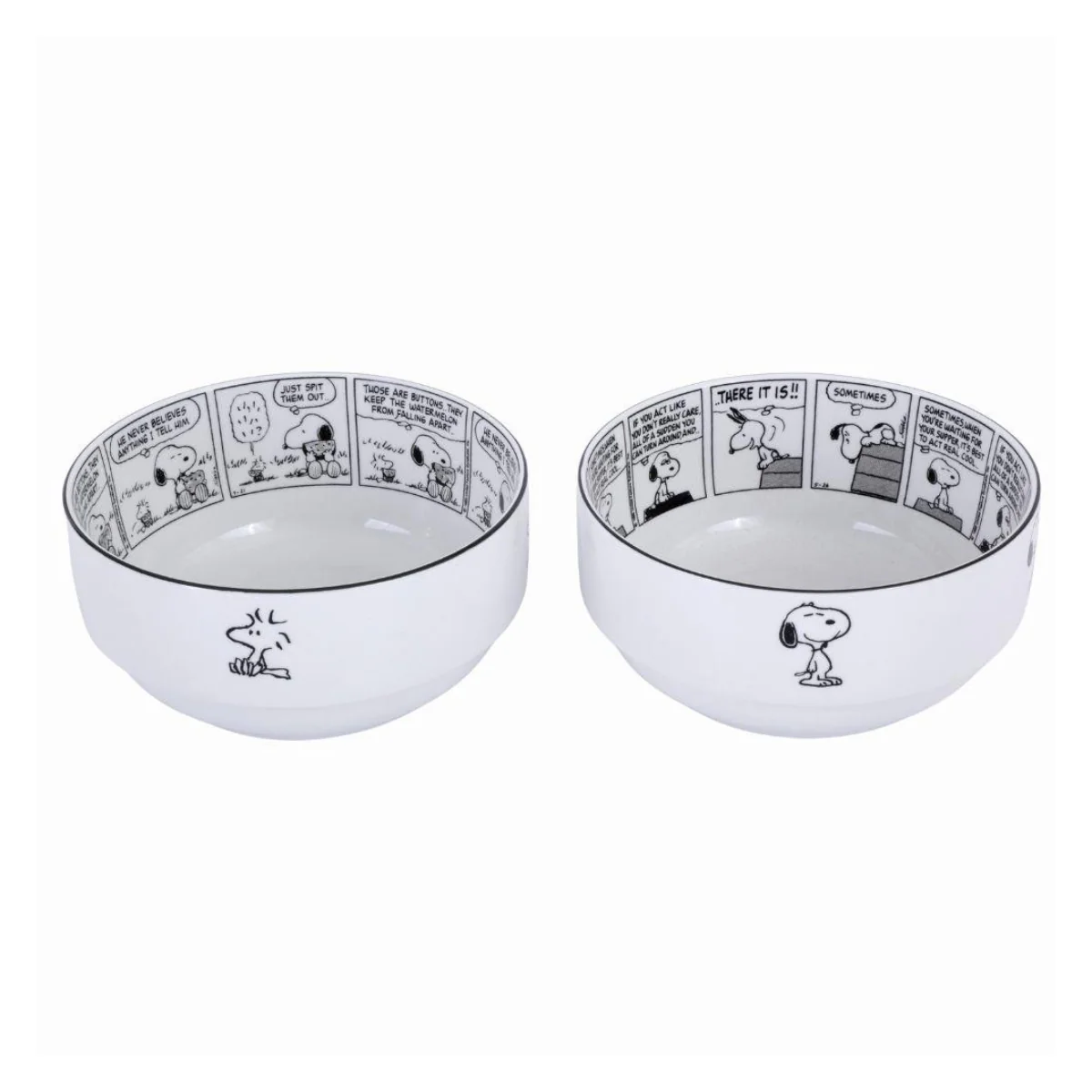 Gibson Homeware Snoopy Sunday Strips 6" Bowl Set (2 Pieces) - White