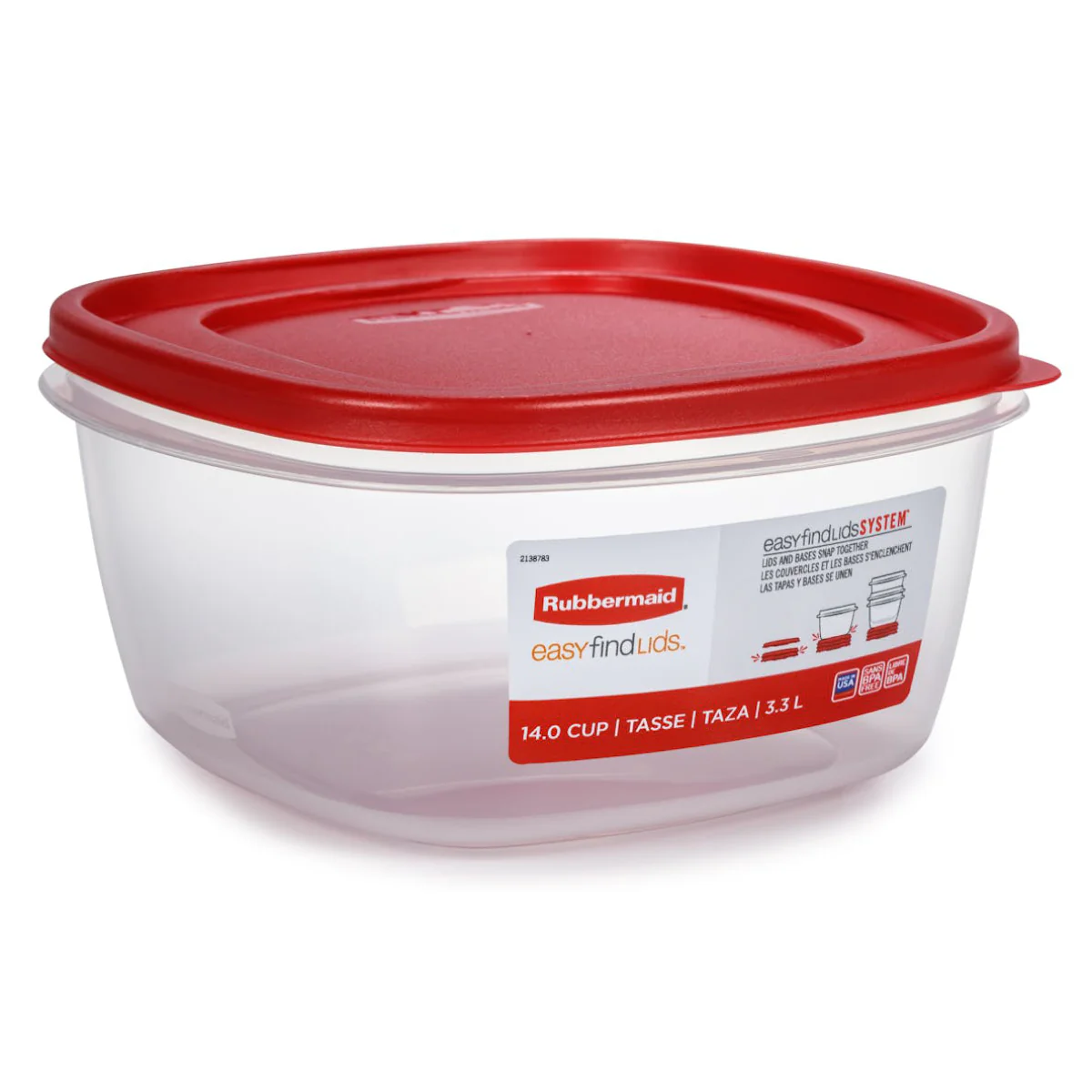 Rubbermaid EasyFindLids Large Square Food Storage Container with Lid - Red - Image 2