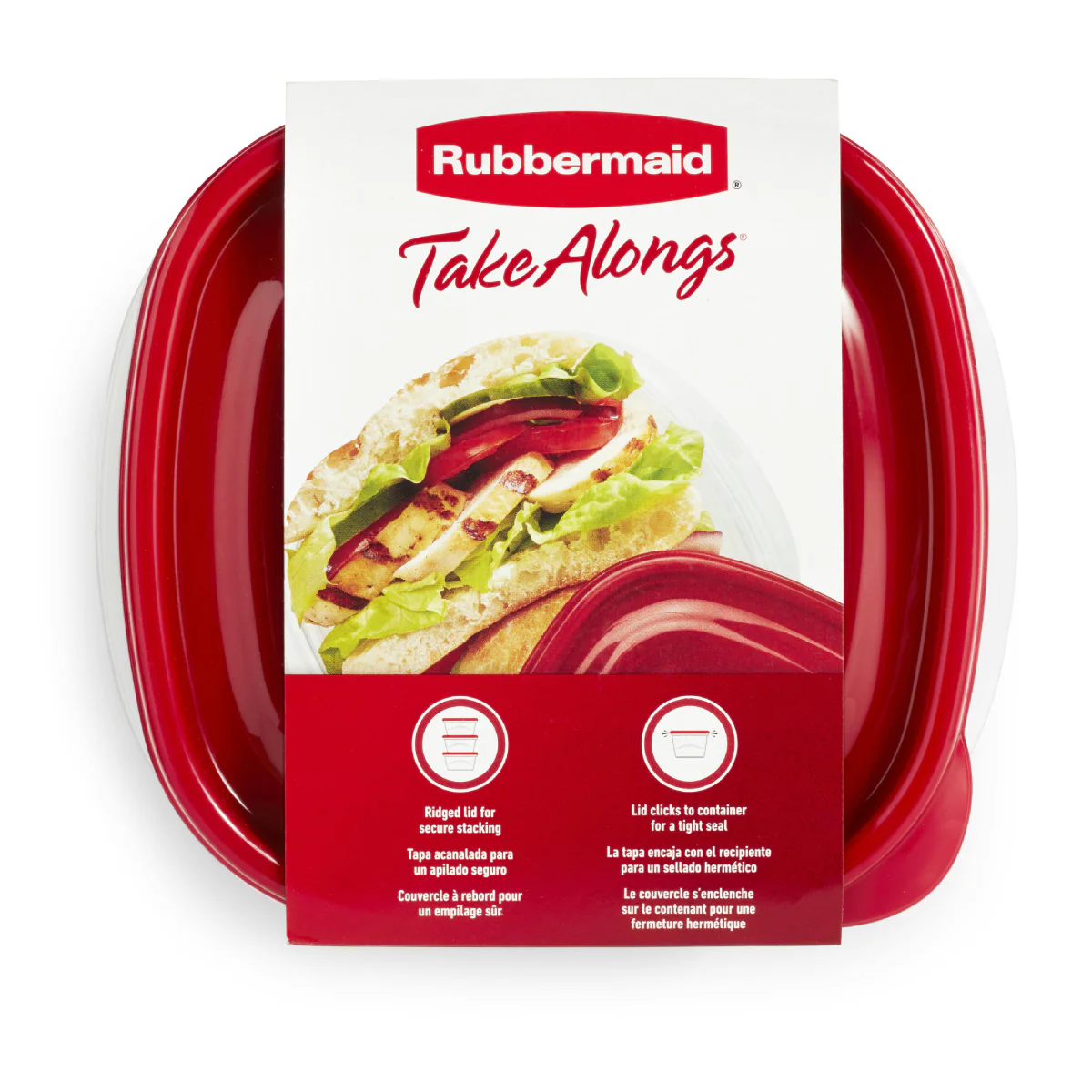 Rubbermaid TakeAlongs Medium Square Food Storage Containers with Lids (4-Piece) - Red - Image 3