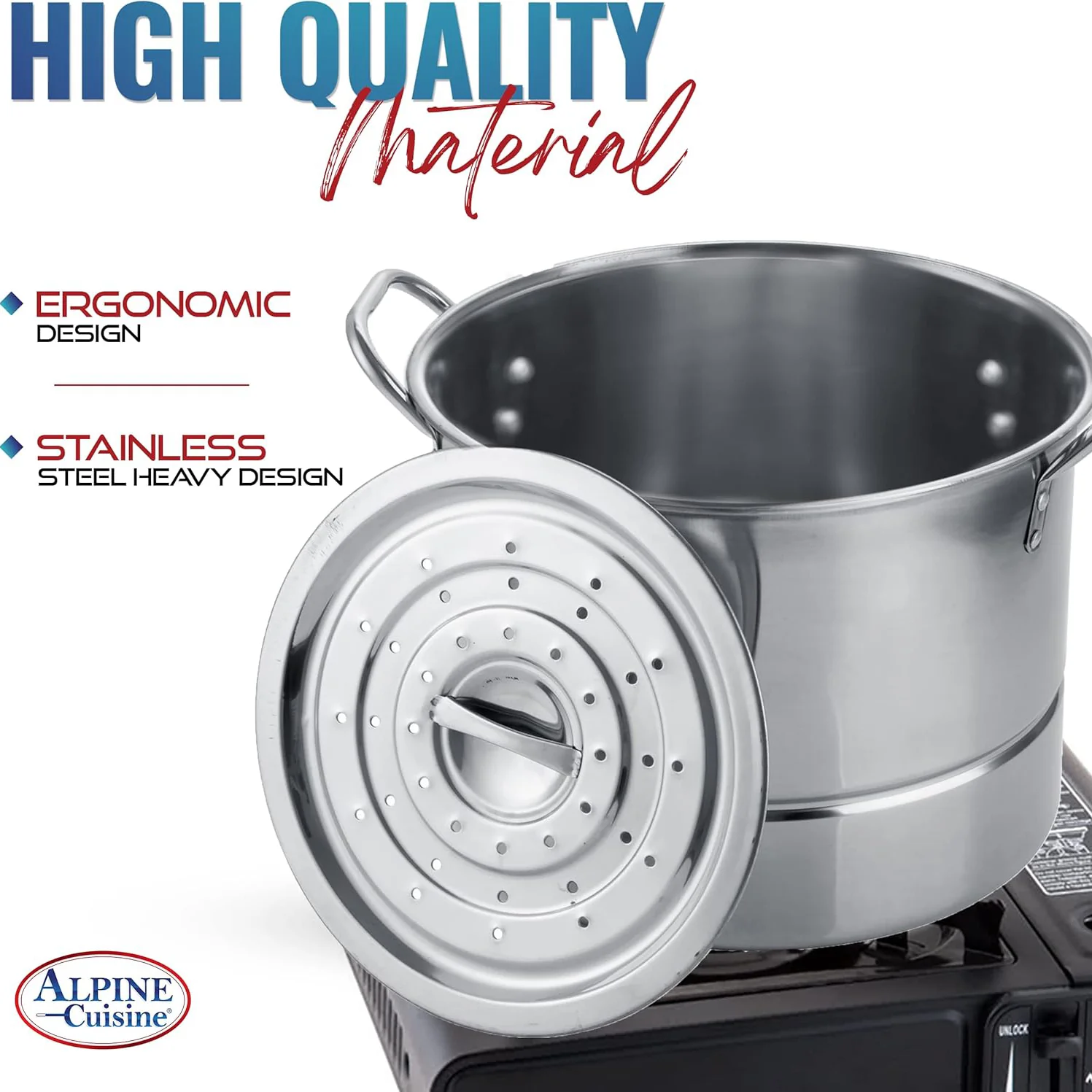 Alpine Cuisine Steamer Pot Set (3 Piece) - Silver - Image 5