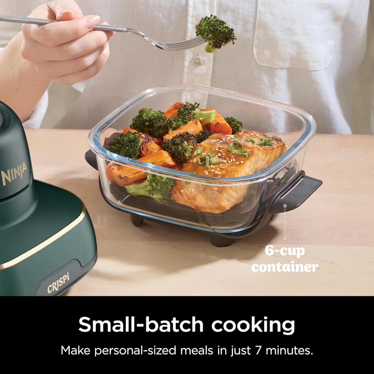 Ninja Crispi FN103BF 5-in-1 Portable Glass Air Fryer Cooking System - Green/Black - Image 5