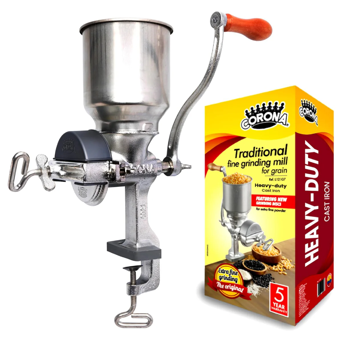 Corona Corn Grinder with High Hopper - Silver - Image 2