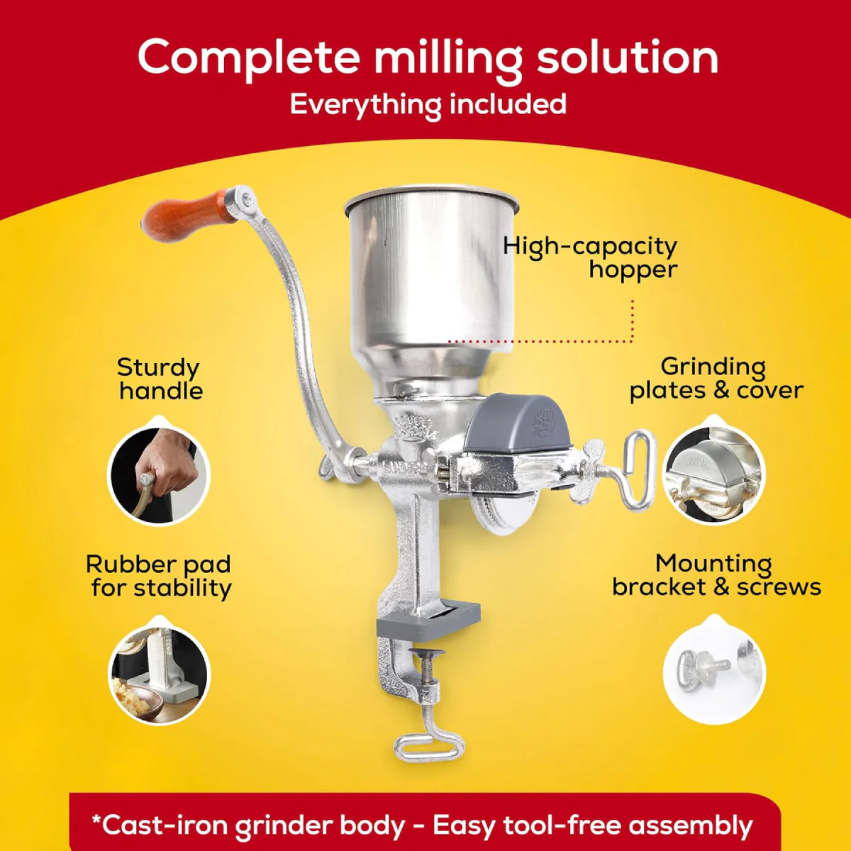 Corona Corn Grinder with High Hopper - Silver - Image 4