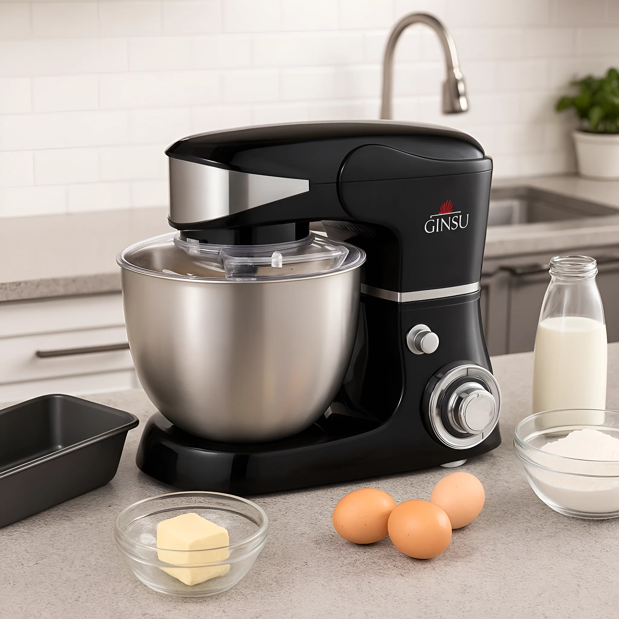 Ginsu 169 oz Stainless Steel Stand Mixer - Black/Silver - Image 4