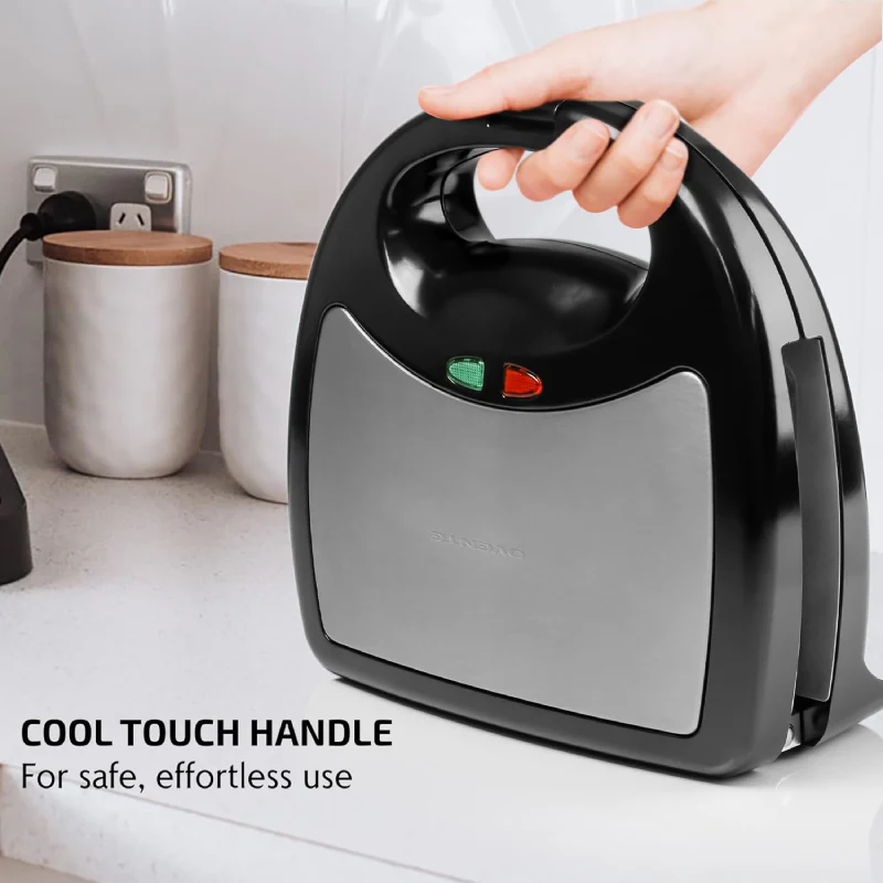 Ovente GPI202B 3-in-1 Electric Sandwich Maker with Non-Stick Waffle Grill Plates - Black - Image 4