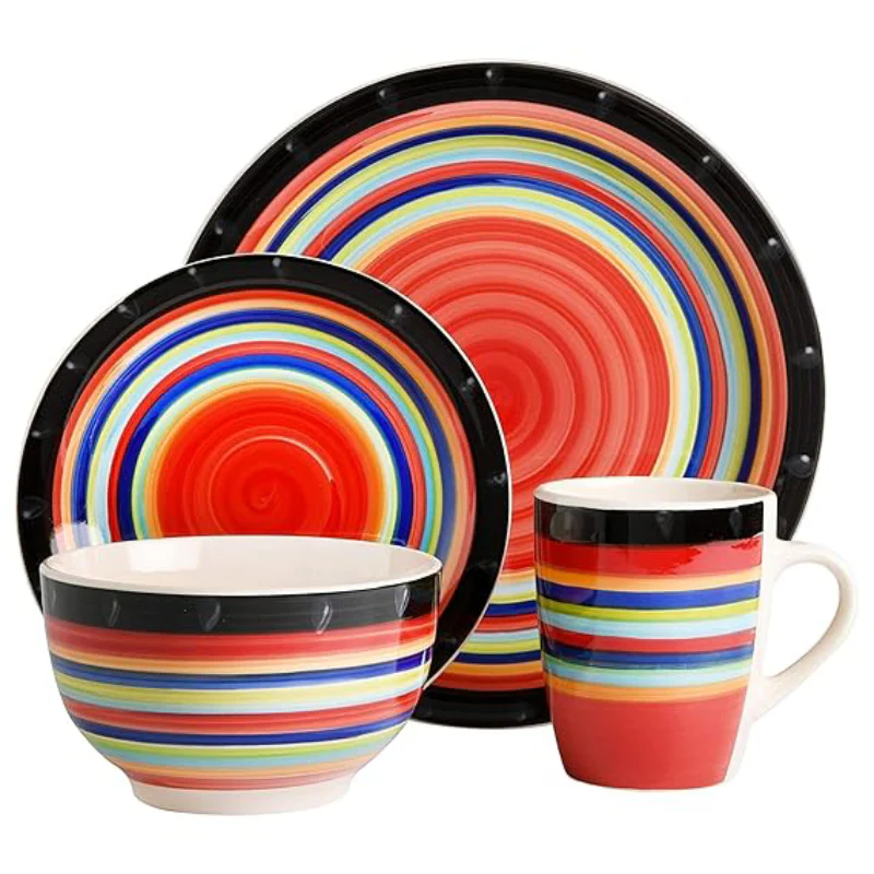 Gibson Home Casa Stella Dinnerware Set (16-Piece) – Orange - Image 2