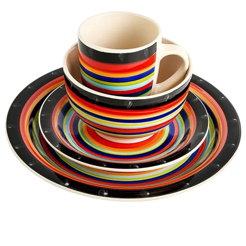 Gibson Home Casa Stella Dinnerware Set (16-Piece) – Orange - Image 3