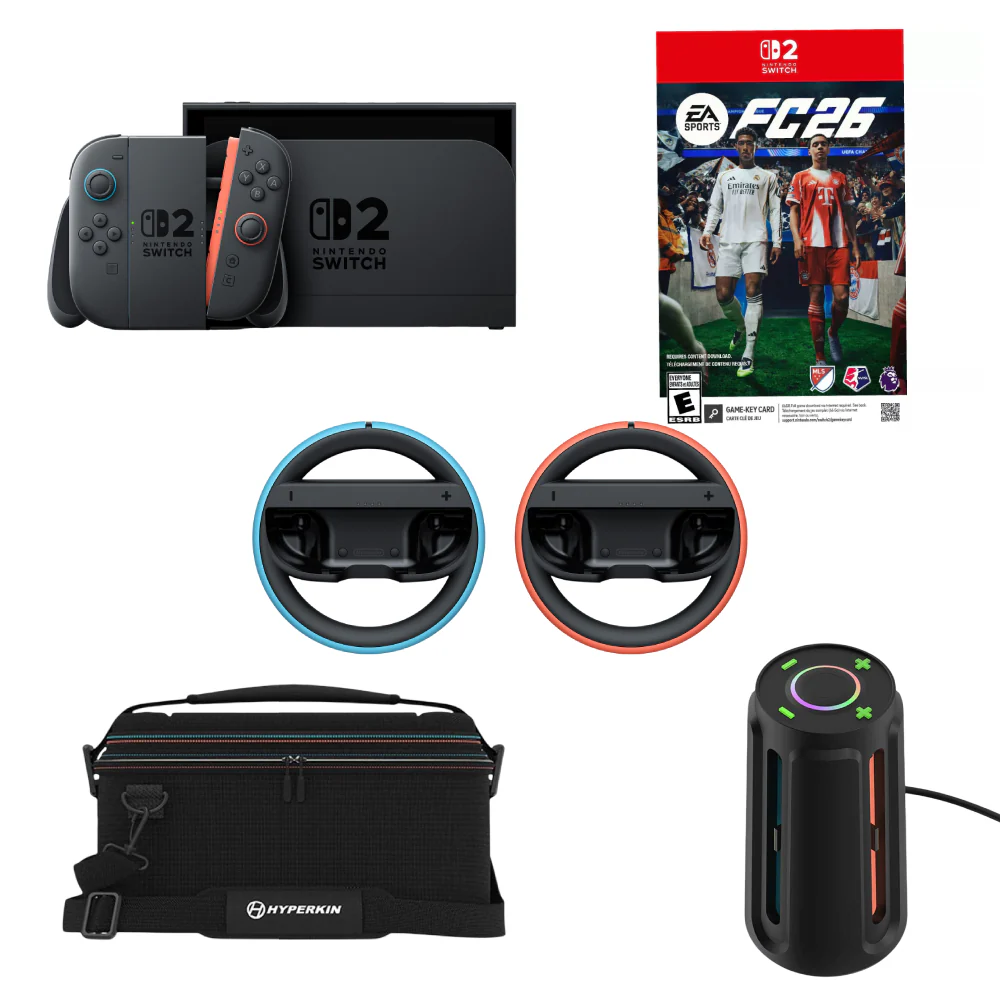 Bundle: Nintendo Switch 2 256GB Console + FC 26 for Nintendo Switch 2 + Nintendo Switch 2 Joy-Con 2 Wheel Set (2-Pieces) + Hyperkin Travel Case for Nintendo Switch 2 - Black