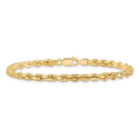 10K 8" Hollow Cashmere Rope Bracelet 4MM