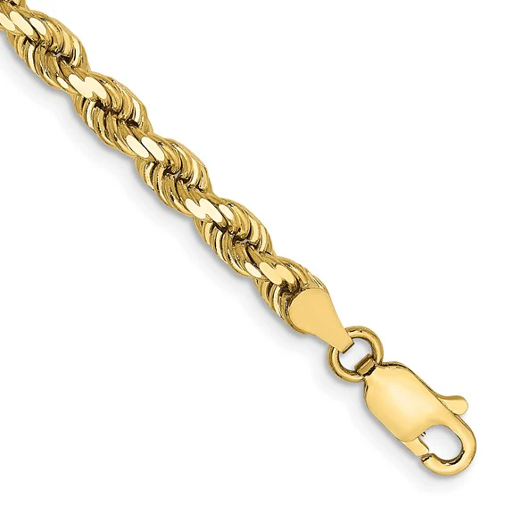 10K 8" Hollow Cashmere Rope Bracelet 4MM - Image 2