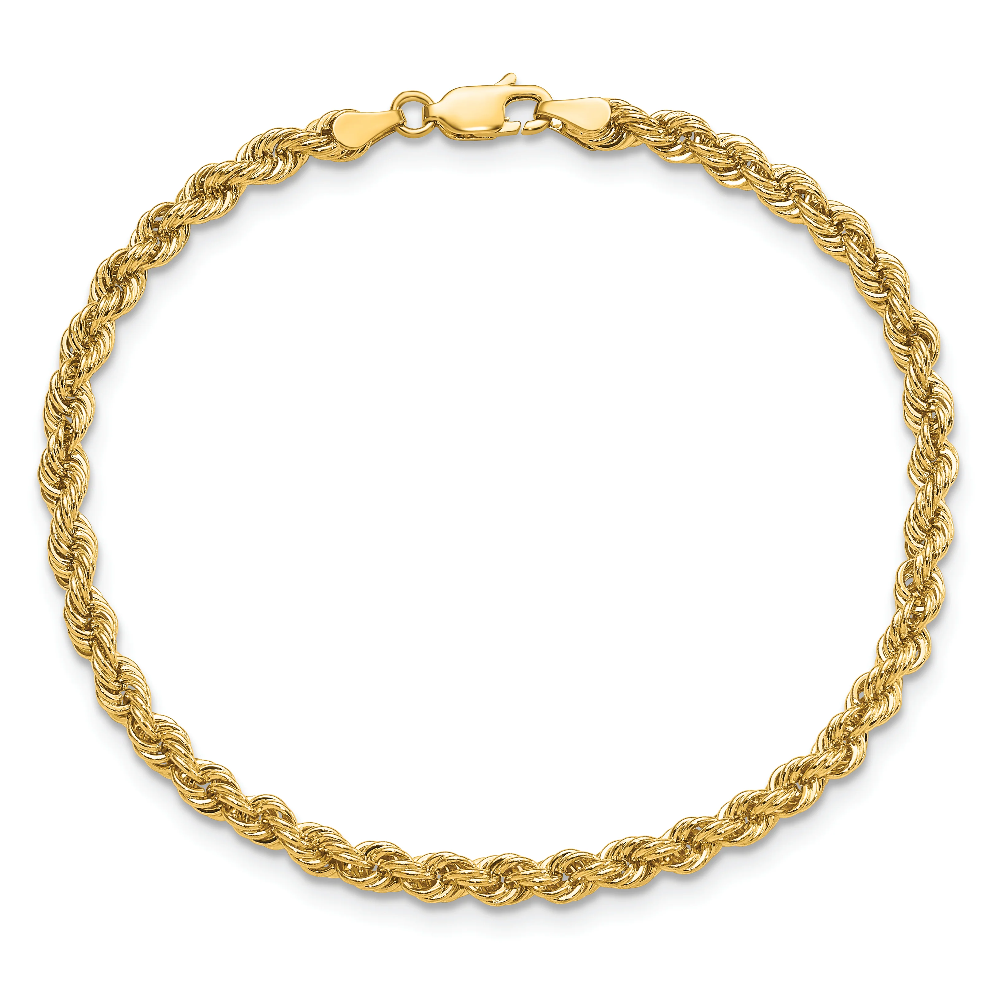 10K 8" Hollow Cashmere Rope Bracelet 4MM - Image 3