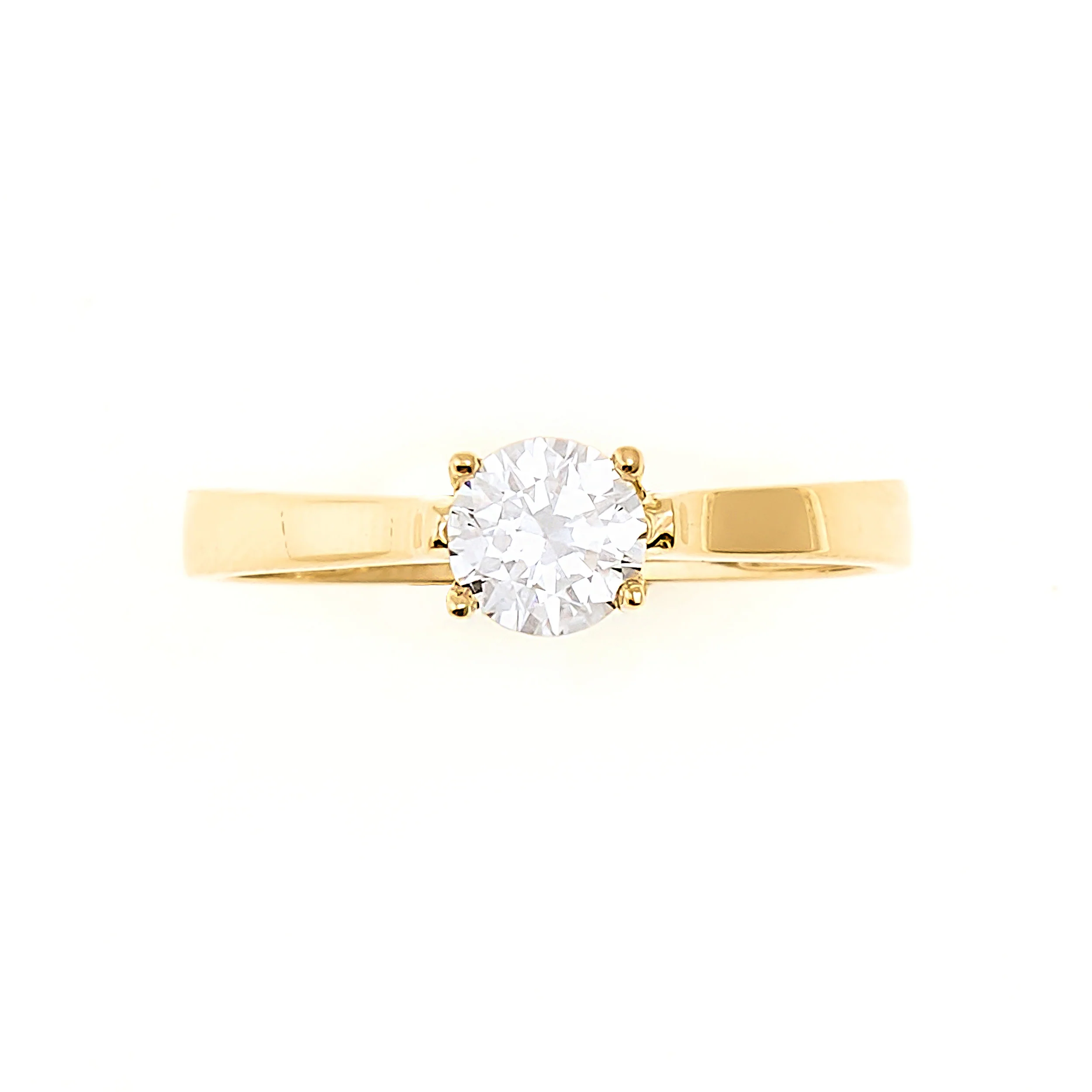10K Round Cubic Zirconia Engagement Ring in Yellow Gold - Size 7