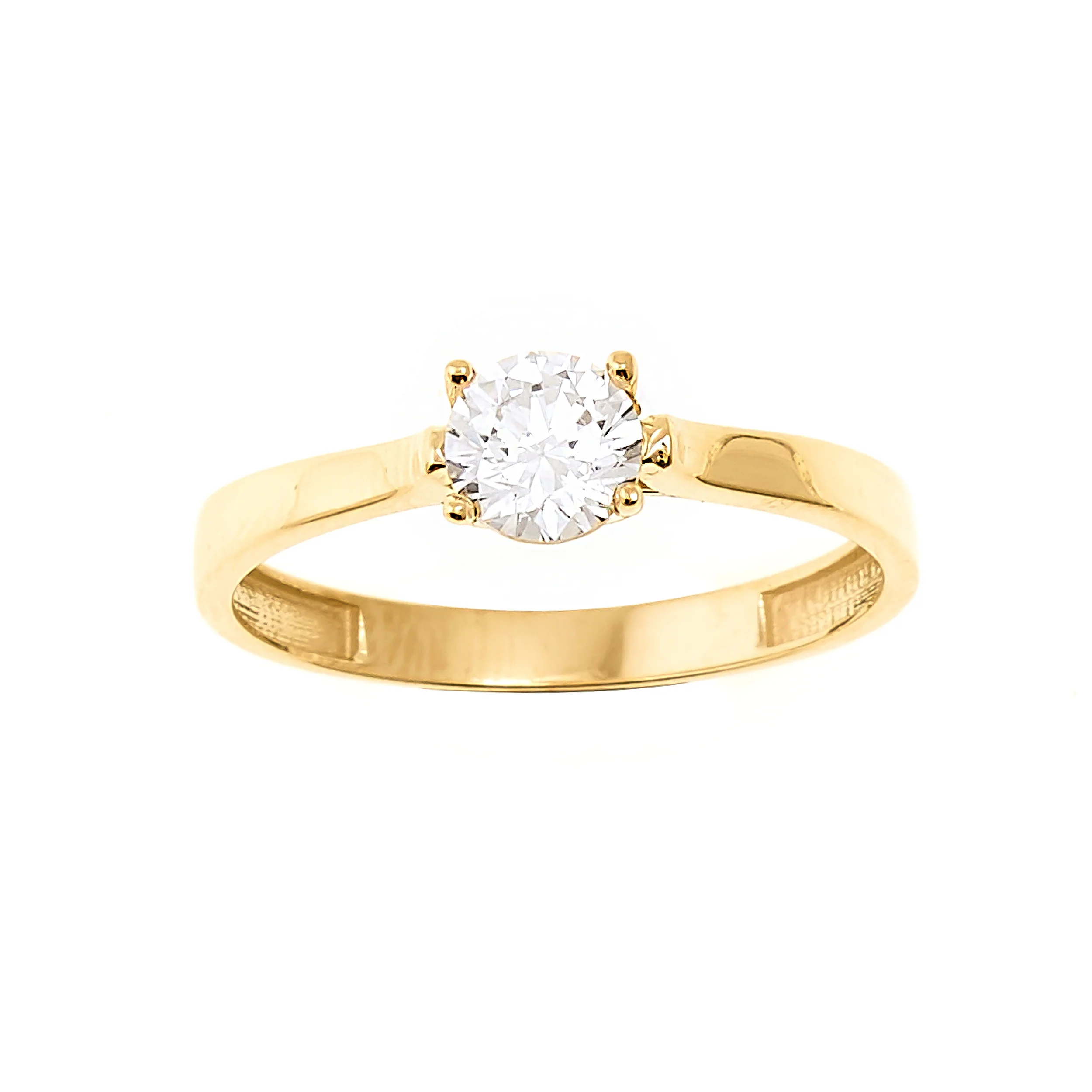 10K Round Cubic Zirconia Engagement Ring in Yellow Gold - Size 7 - Image 2