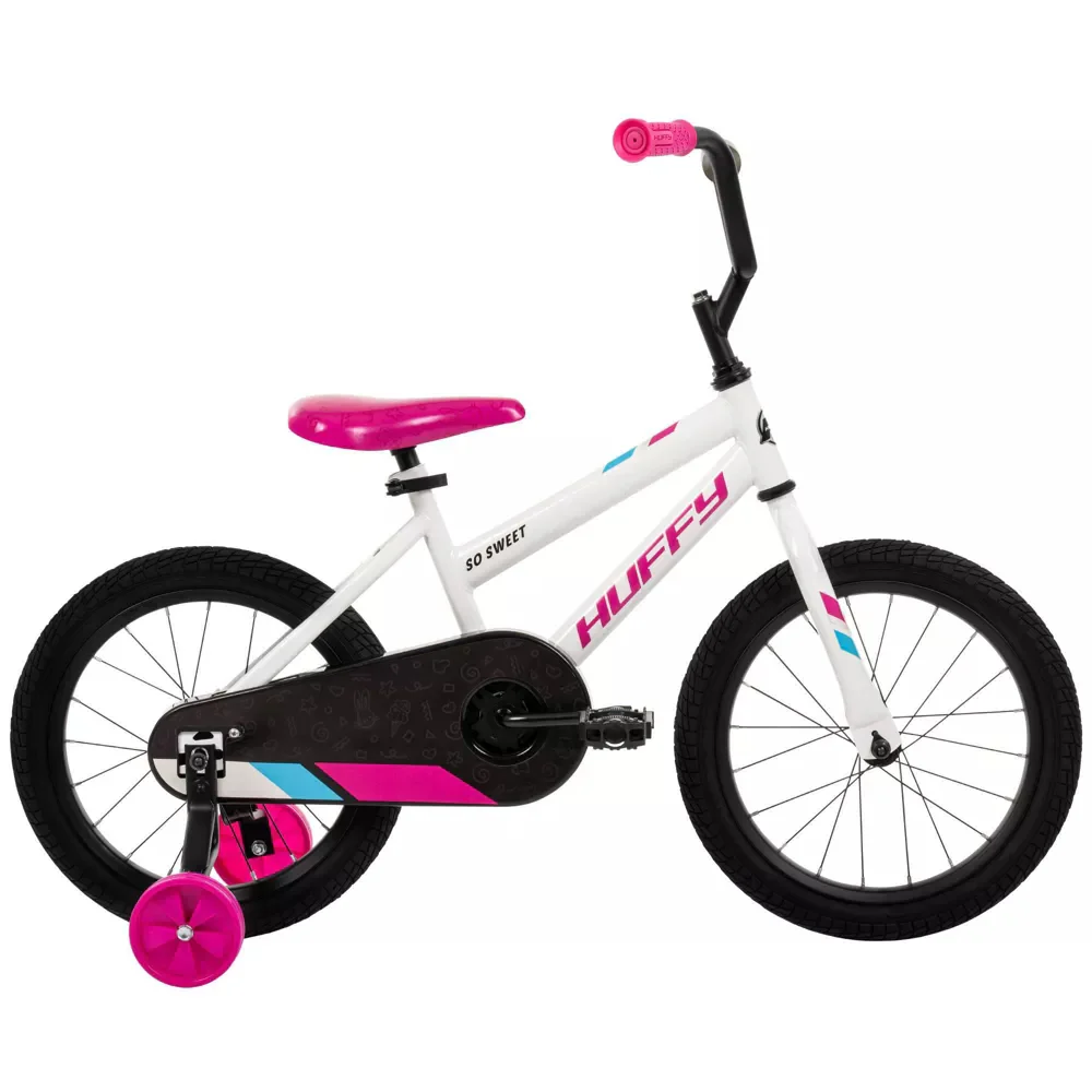 Huffy So Sweet Girls 16" Bike with Training Wheels - White/Pink - Image 2