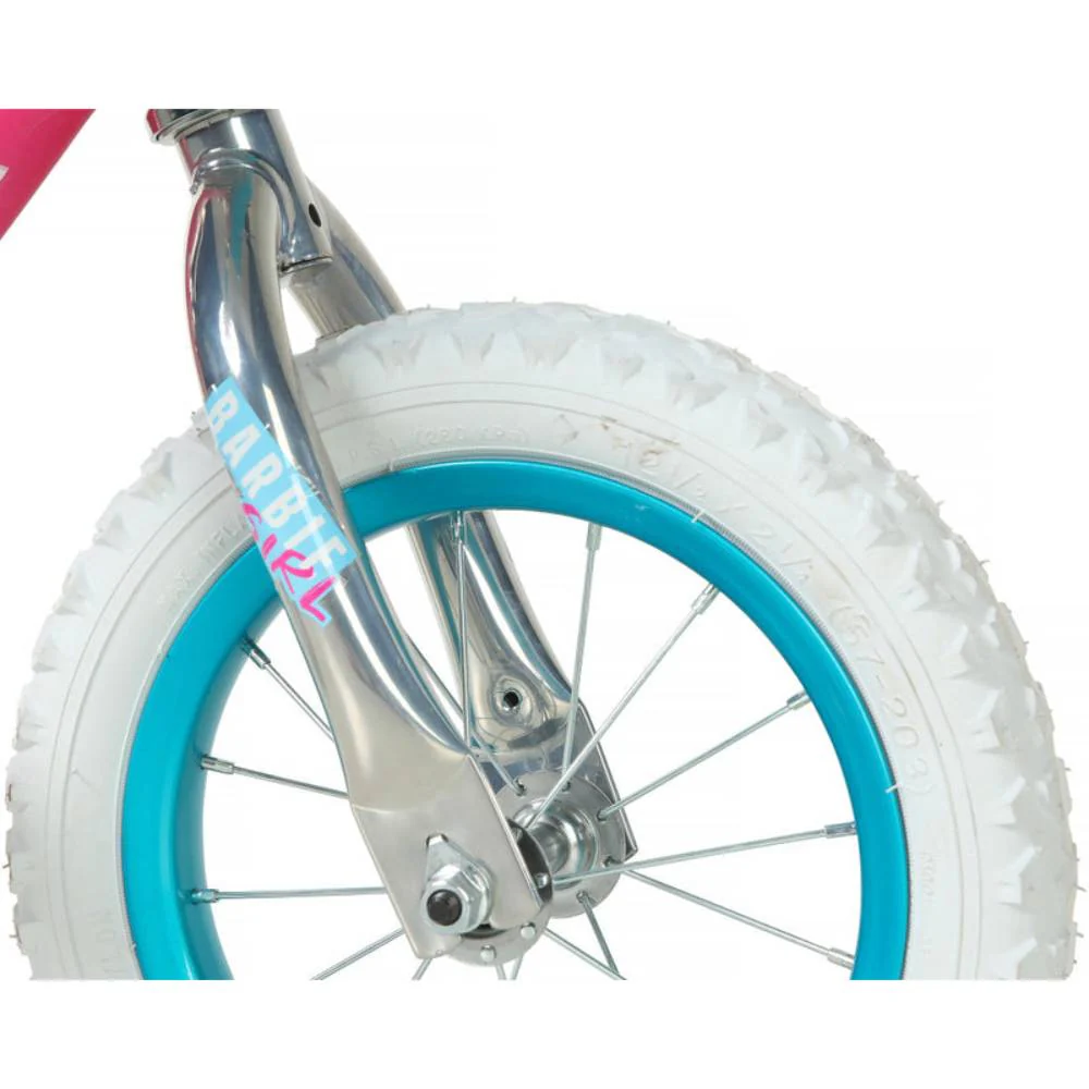 Dynacraft 12" Barbie Girl's Bike with Training Wheels - Pink/Blue - Image 3