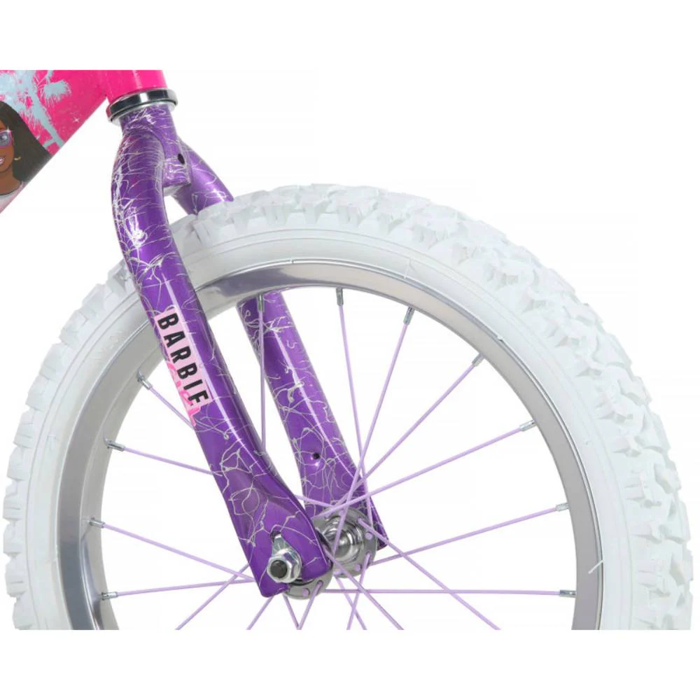 Dynacraft 16" Barbie Girl's Bike with Training Wheels - Pink/White - Image 3