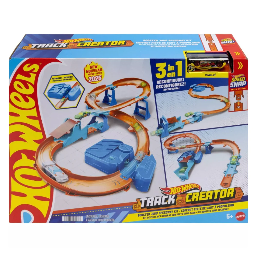 Mattel Hot Wheels Track Creator Boosted Jump Speedway Set with 1:64 Scale Toy Car and Motorized Booster - Image 8