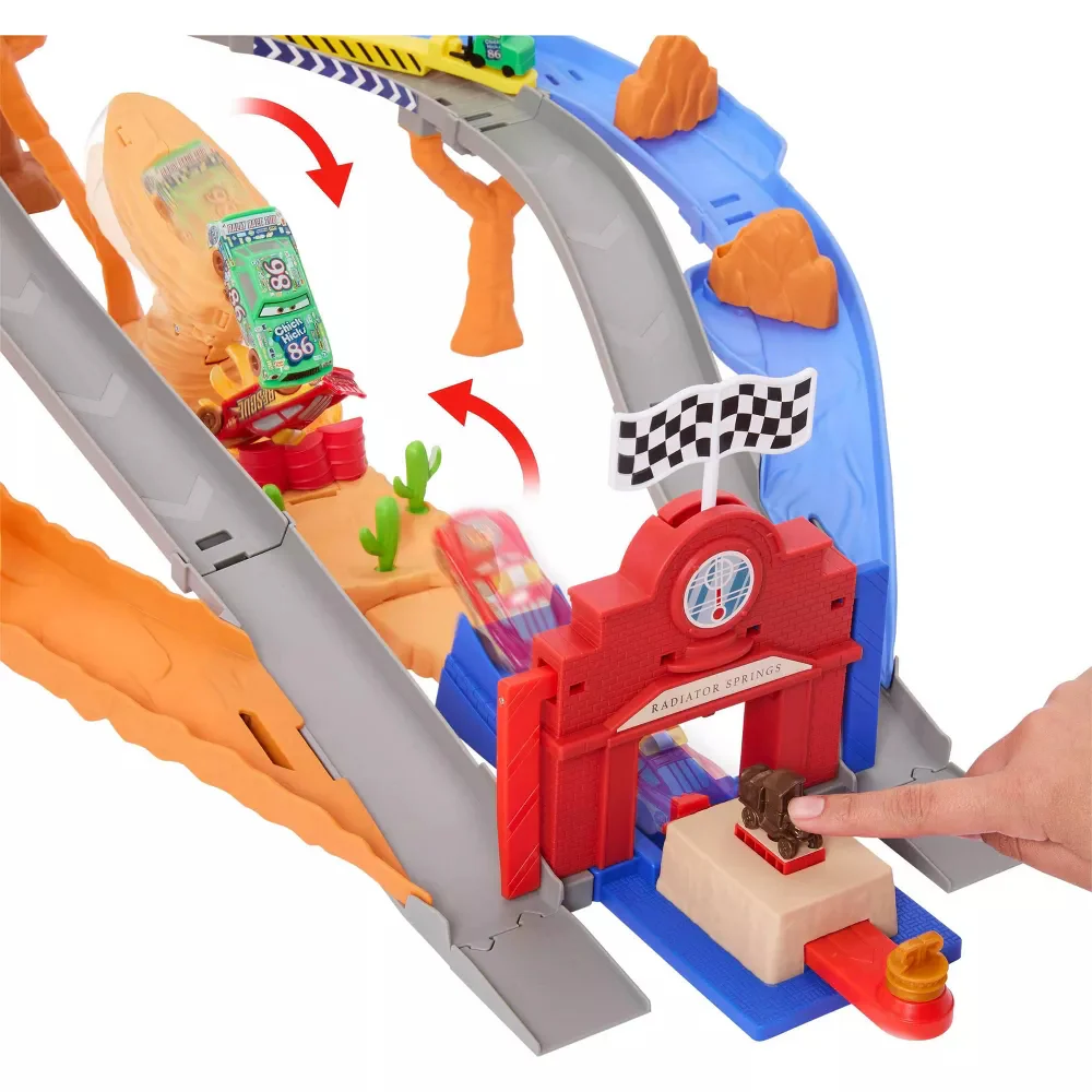 Mattel Disney And Pixar Cars Radiator Springs Race and Rescue Road Raceway Playset with 4 Toy Cars - Image 5