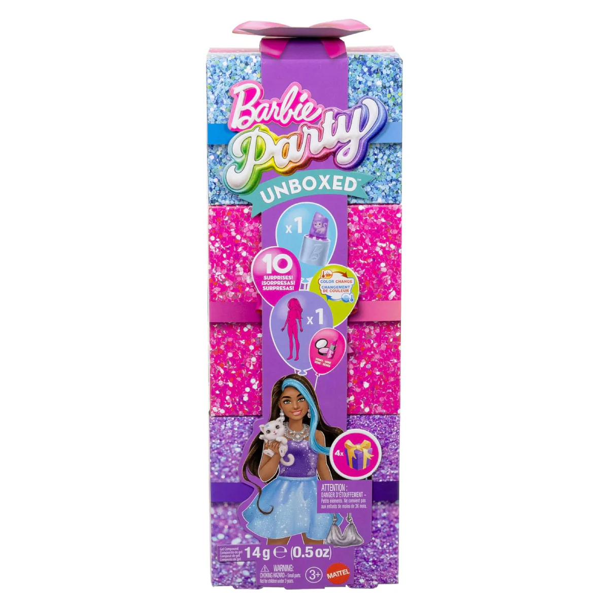 Mattel Barbie Party Unboxed Sparkle Doll with Accessories - Purple - Image 6