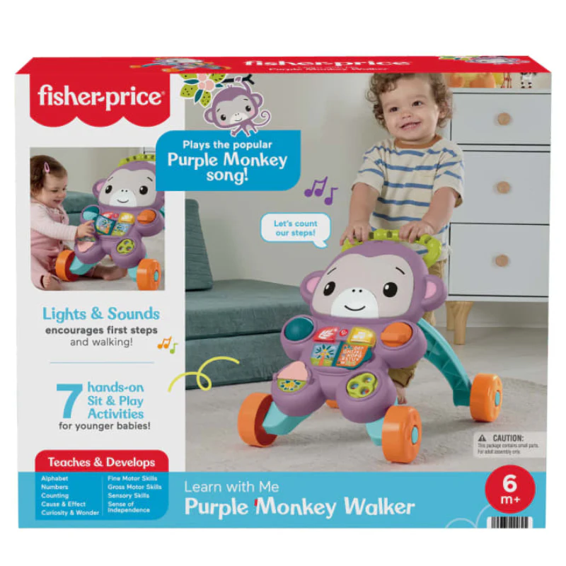 Fisher-Price Learn With Me Monkey Walker with Music and Lights - Purple - Image 6
