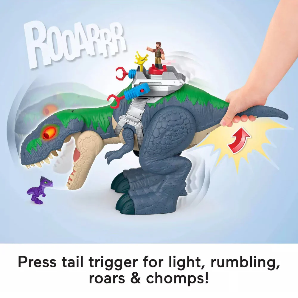 Fisher-Price Imaginext Jurassic World Rebirth Ultimate Action Chomp T. Rex Dino Toy and Action Figures - Image 3