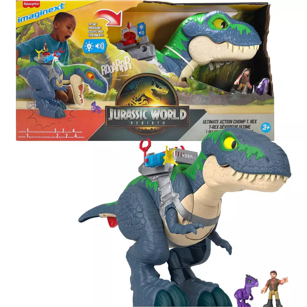 Fisher-Price Imaginext Jurassic World Rebirth Ultimate Action Chomp T. Rex Dino Toy and Action Figures - Image 5