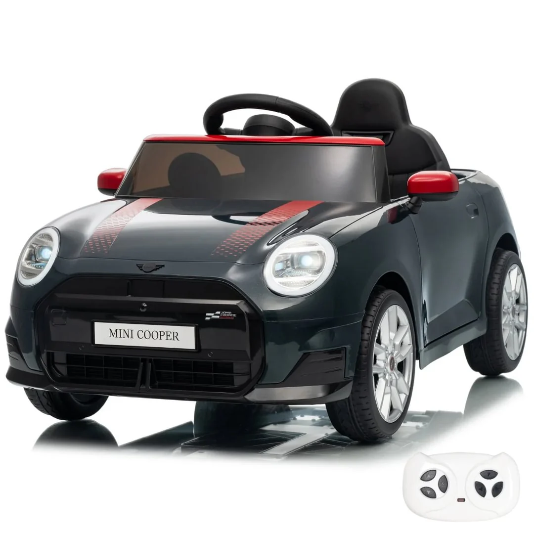 BBJ Toys 12V Ride On Mini Cooper Remote Control Toy Car - Black/Red - Image 3