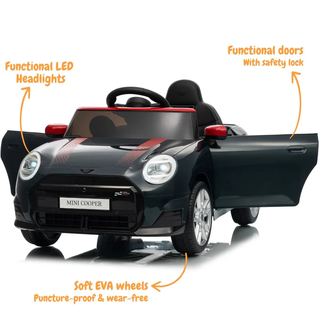 BBJ Toys 12V Ride On Mini Cooper Remote Control Toy Car - Black/Red - Image 9