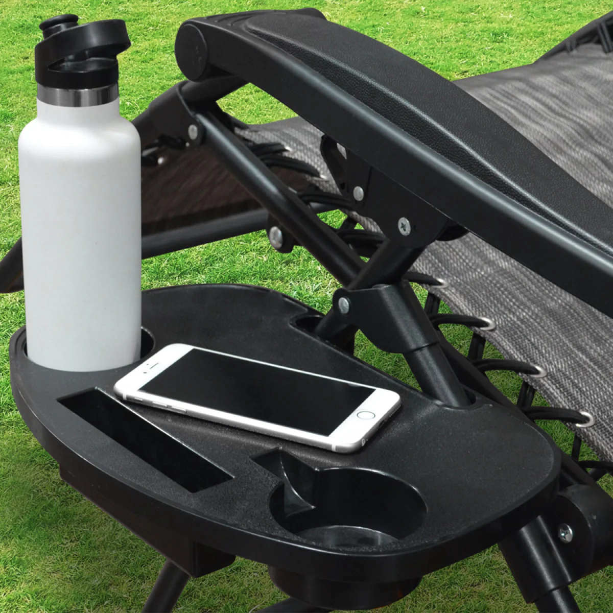 Caravan Sports Side Table Accessory with 2 Cup Holders - Black - Image 2