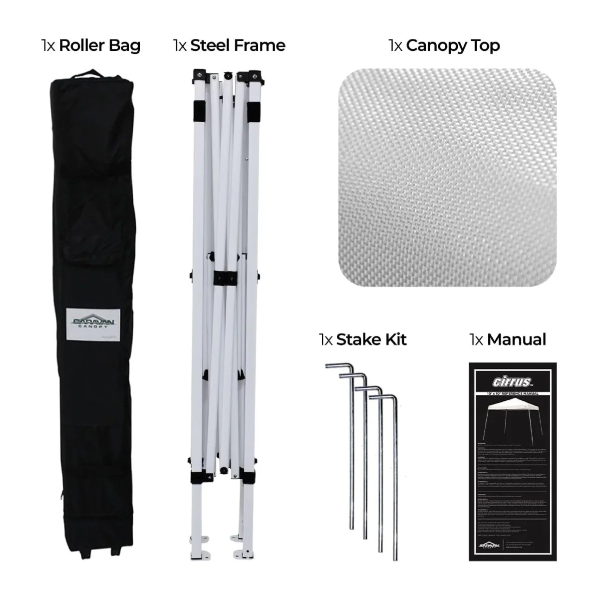Caravan Canopy Cirrus 8' x 8' Instant Slant Canopy Kit with Roller Bag - White - Image 3