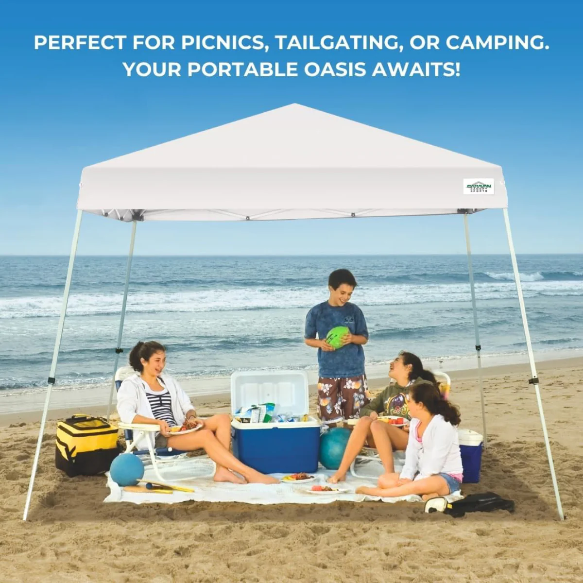 Caravan Canopy Cirrus 8' x 8' Instant Slant Canopy Kit with Roller Bag - White - Image 4