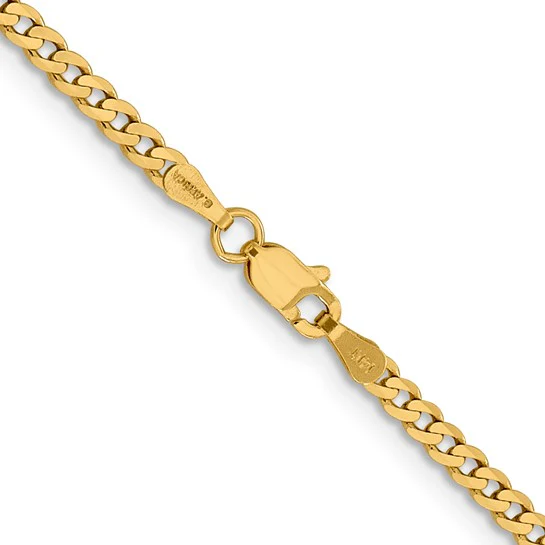 14K 20 inch 2.3mm Flat Beveled Curb with Lobster Clasp Chain - Image 3