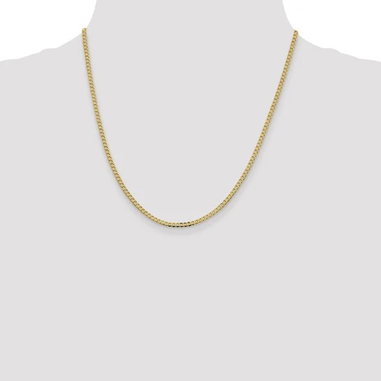 14K 20 inch 2.3mm Flat Beveled Curb with Lobster Clasp Chain - Image 4