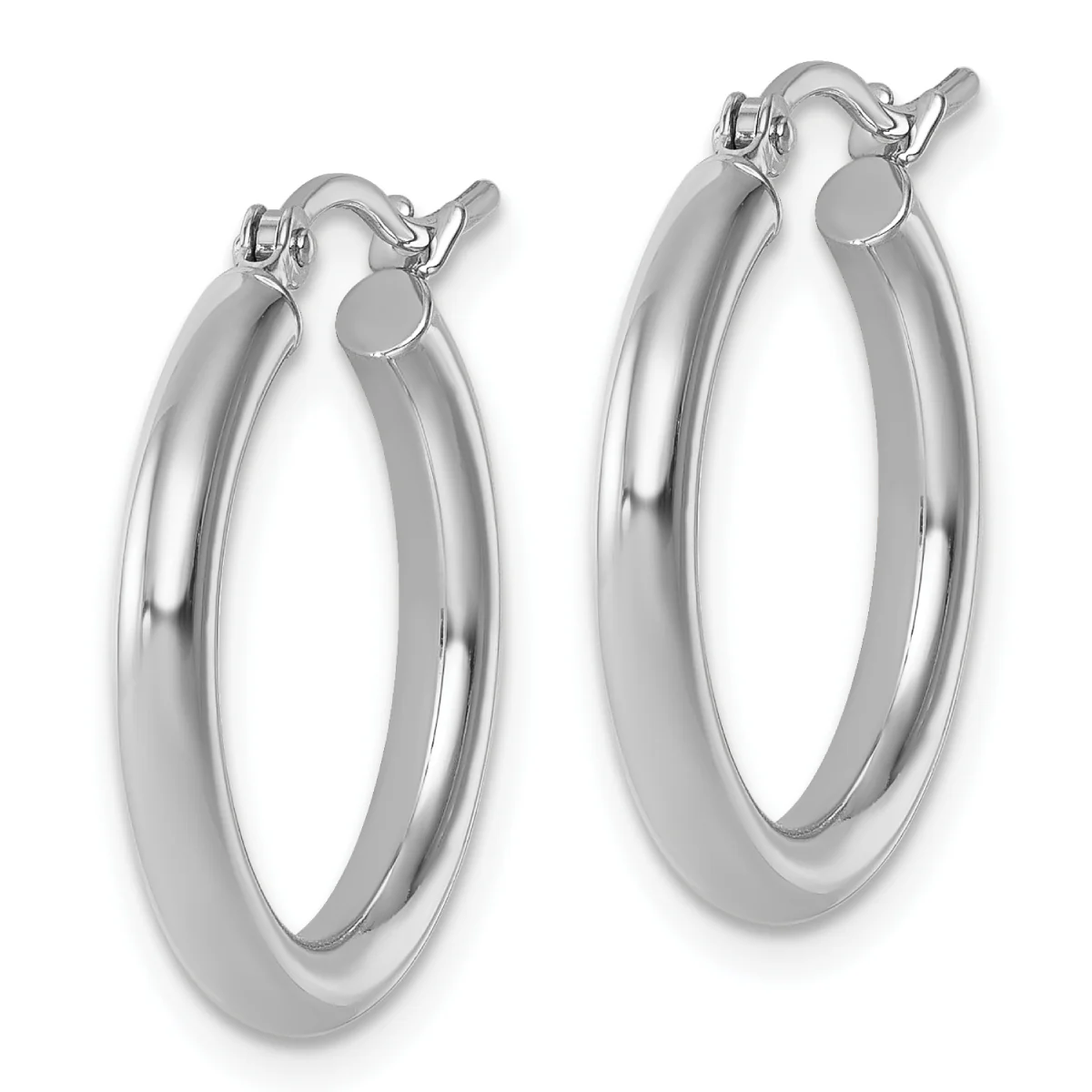 14K Leslie's Women's 2.5mm Tube Hoop Earrings in 14K White Gold - Image 2