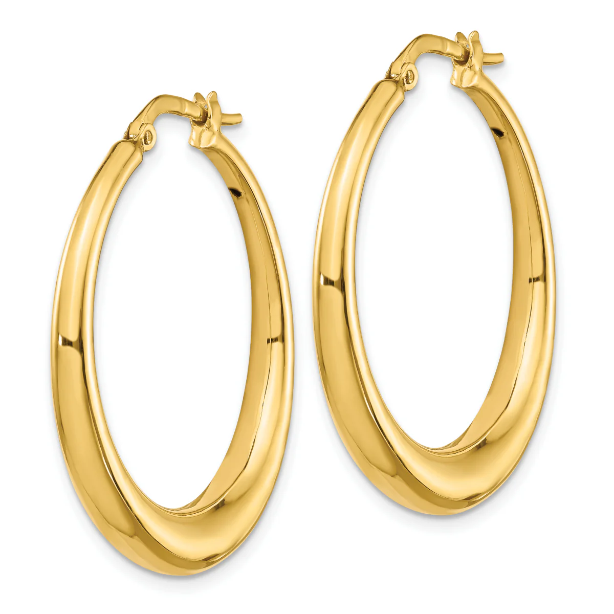 14K Leslie's Women's 4mm Fancy Hoop Earrings in 14K Yellow Gold - Image 2
