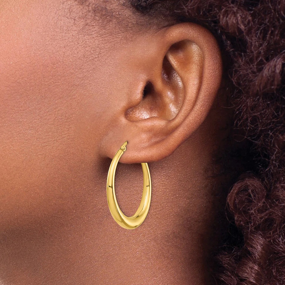 14K Leslie's Women's 4mm Fancy Hoop Earrings in 14K Yellow Gold - Image 3