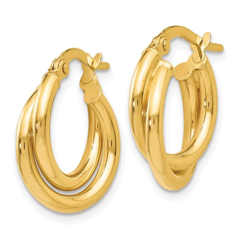 14K Leslie's Women's 5mm Twisted Double Hoop Earrings in 14K Yellow Gold - Image 2