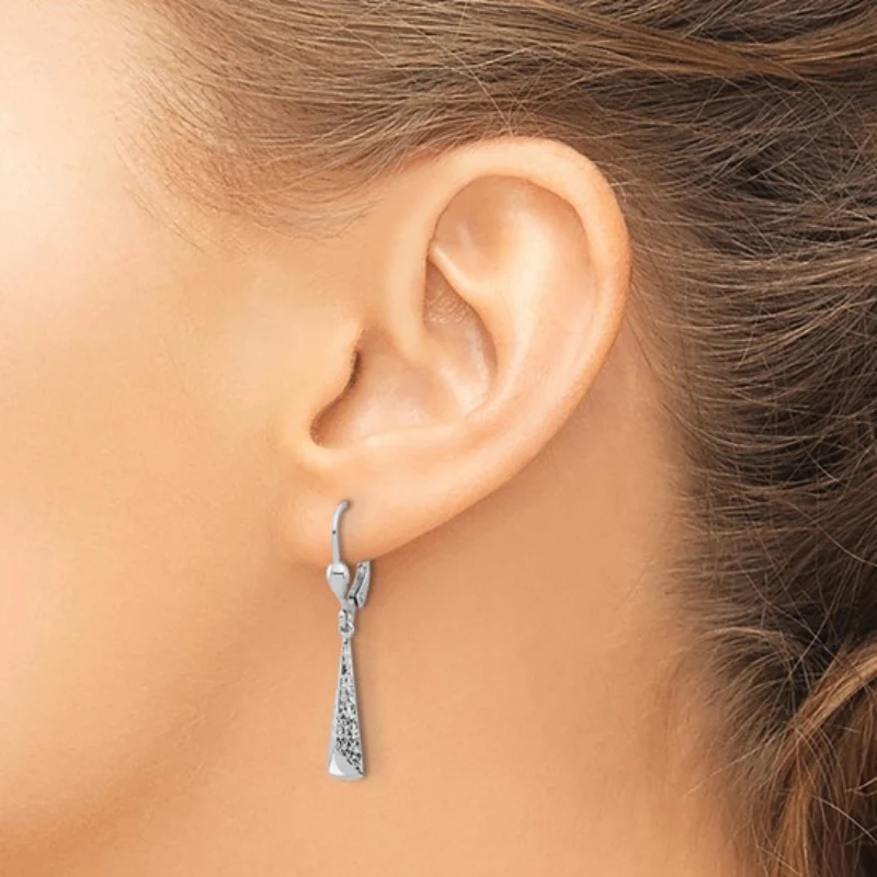 14K Leslie's Women's Diamond-Cut Drop and Dangle Earrings in Rhodium Plating-over 14K White Gold - Image 3