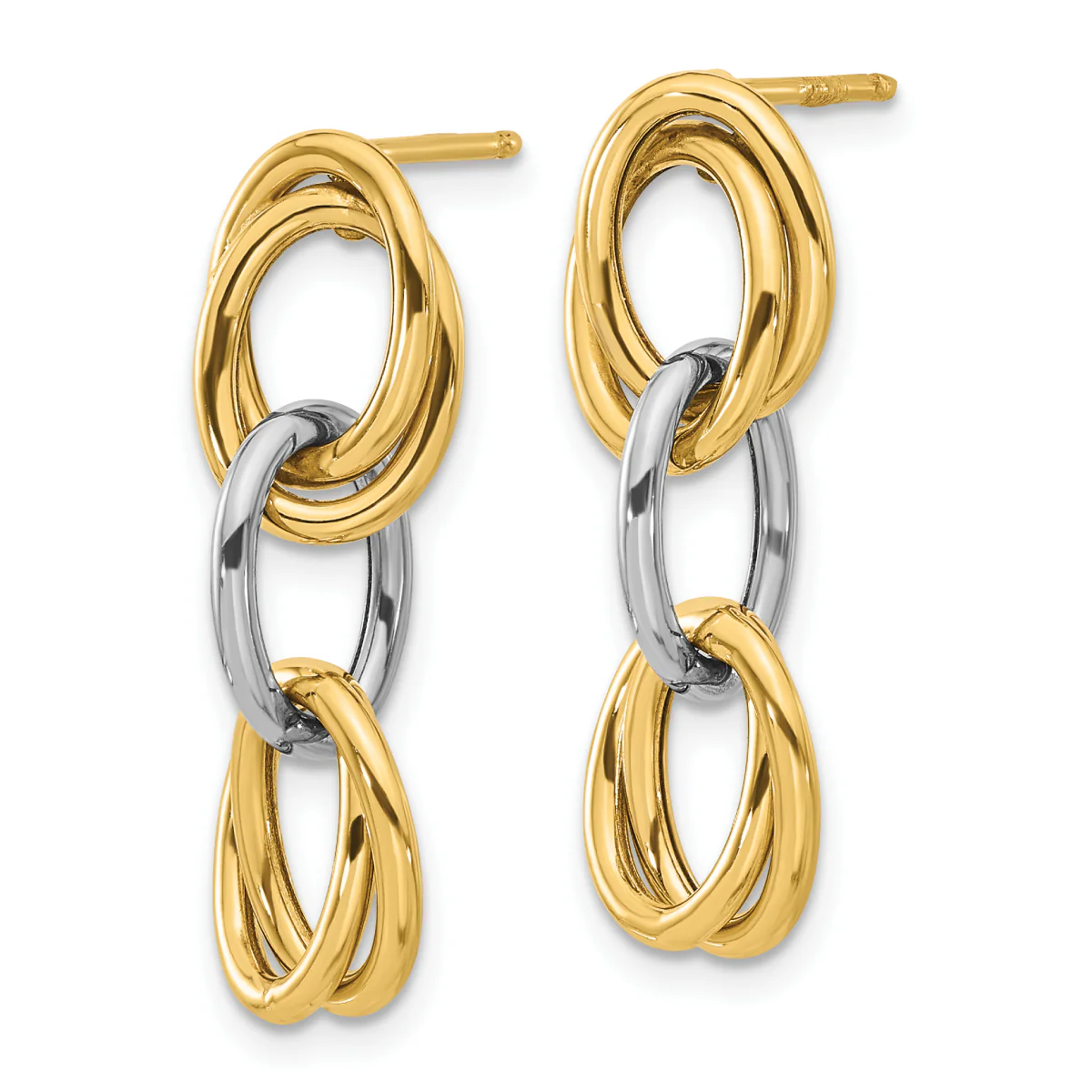 14K Leslie's Women's Drop and Dangle Earrings in Rhodium Plating-over 14K Yellow Gold - Image 2