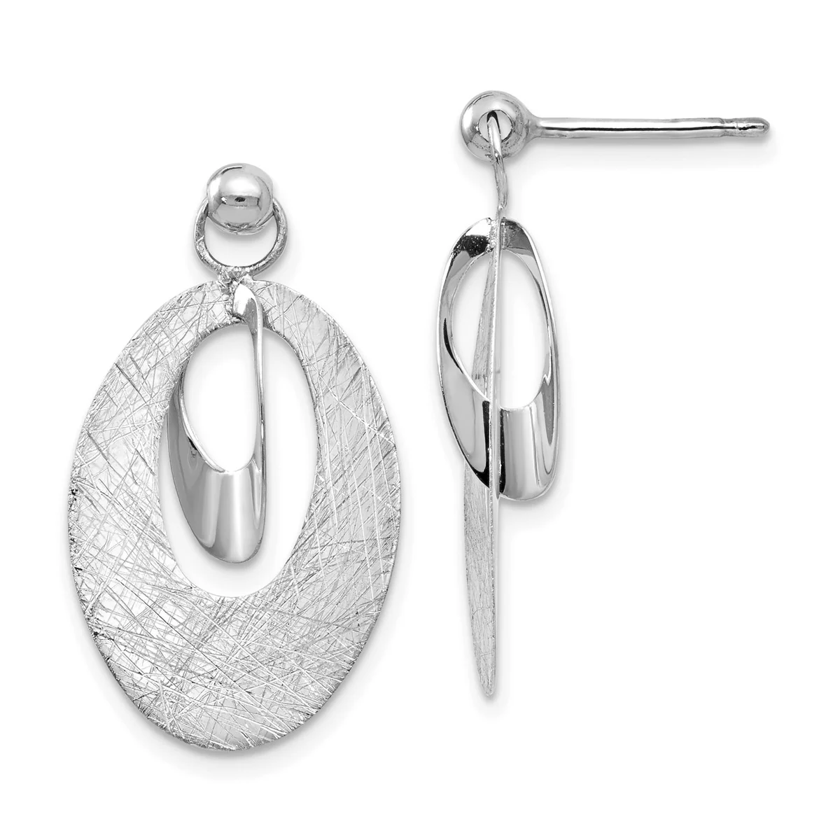 14K Leslie's Women's Reversible Post Drop and Dangle Earrings in Rhodium Plating-over 14K White Gold - Image 2