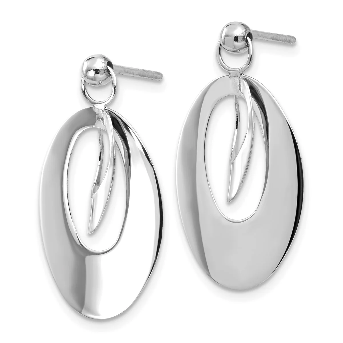 14K Leslie's Women's Reversible Post Drop and Dangle Earrings in Rhodium Plating-over 14K White Gold - Image 3