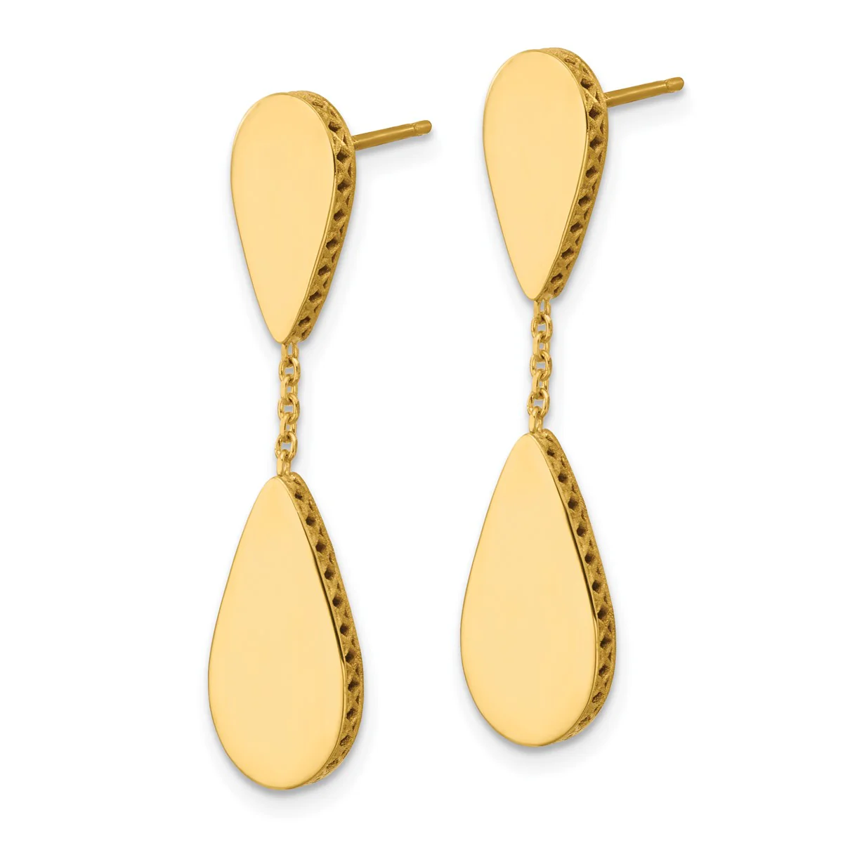 14K Leslie's Women's Satin Teardrop Drop & Dangle Earrings in 14K Yellow Gold - Image 2