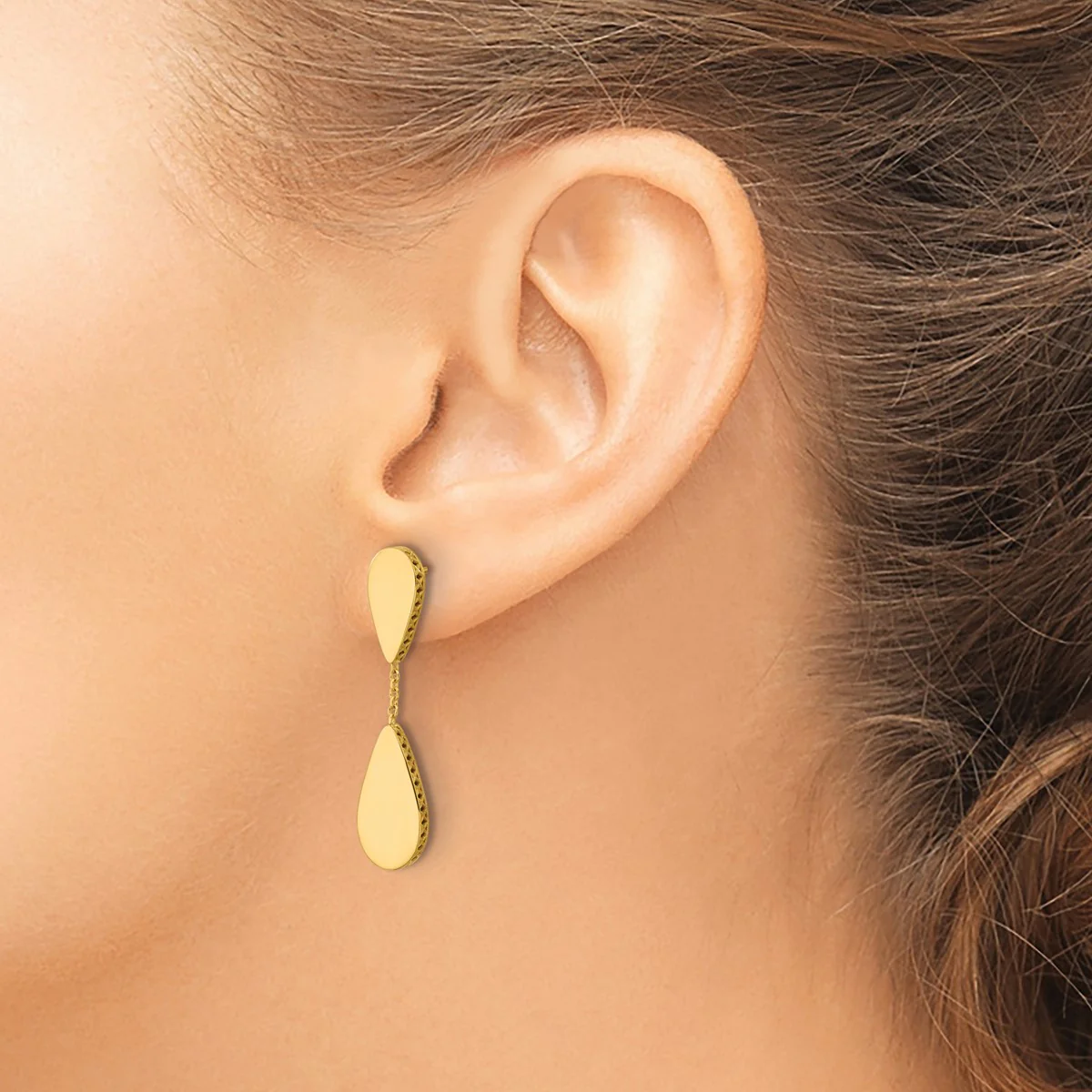 14K Leslie's Women's Satin Teardrop Drop & Dangle Earrings in 14K Yellow Gold - Image 4