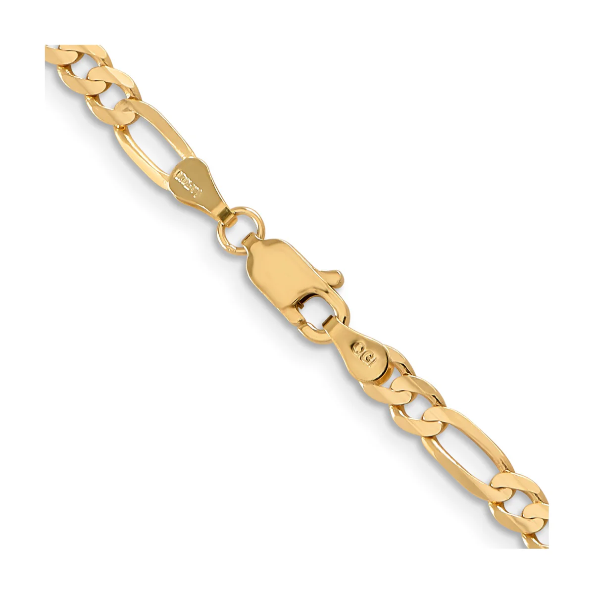 14K Unisex 24" Concave Open Figaro Chain in 14K Yellow Gold - Image 3