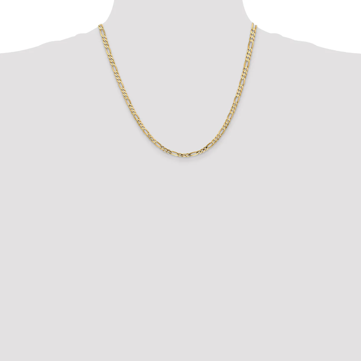 14K Unisex 24" Concave Open Figaro Chain in 14K Yellow Gold - Image 4
