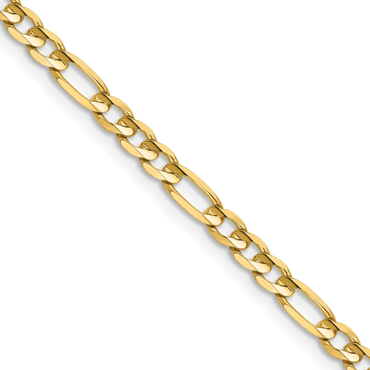 14K Unisex 26" Concave Open Figaro Chain in 14K Yellow Gold - Image 2