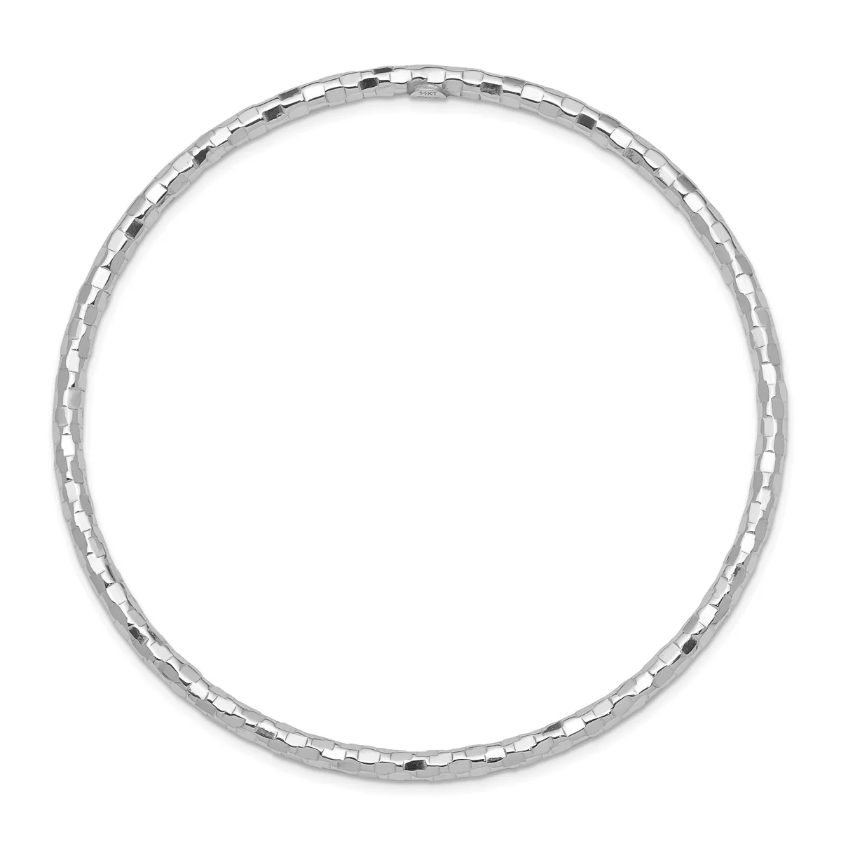 14K Women's 8" Textured Bangle Bracelet in Rhodium Plating-over 14K White Gold - Image 2