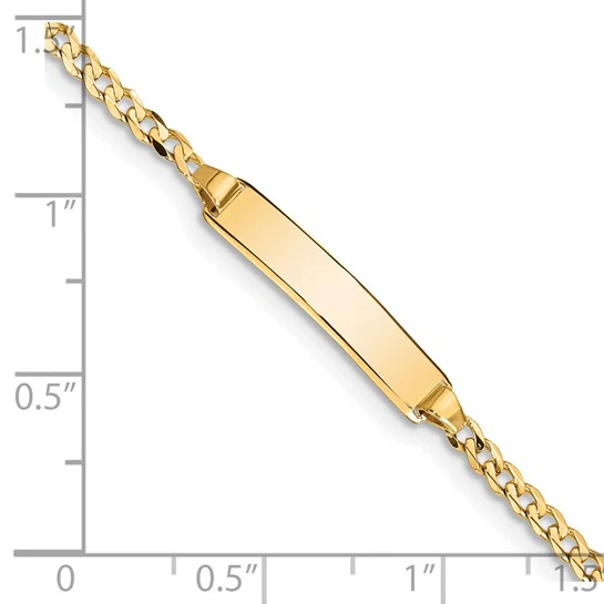 14k Yellow Gold 5.5" Curb Link Baby/Child ID Bracelet - Image 3