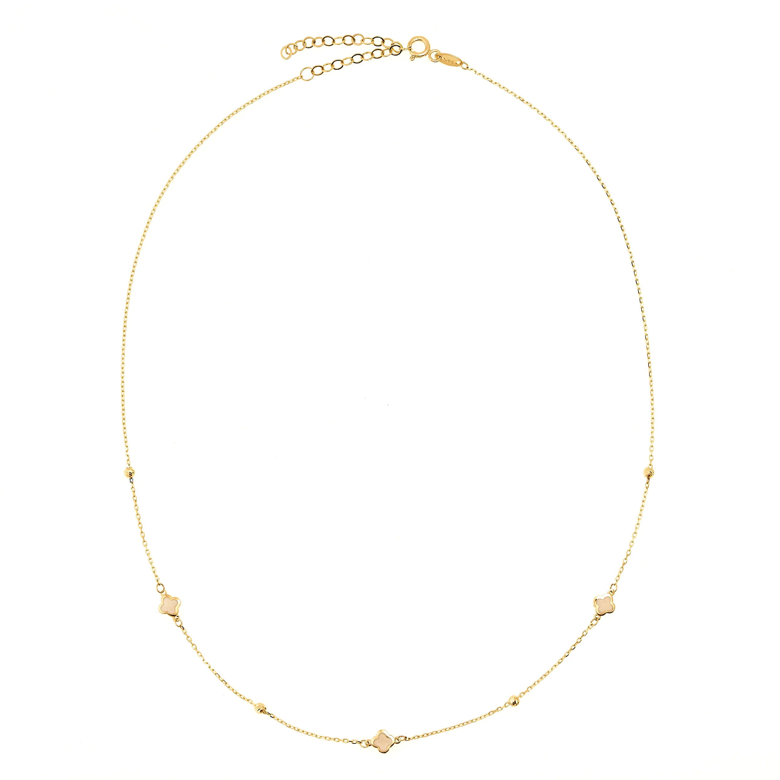 14K Yellow Gold 18" Clover Pearl Necklace - Image 2